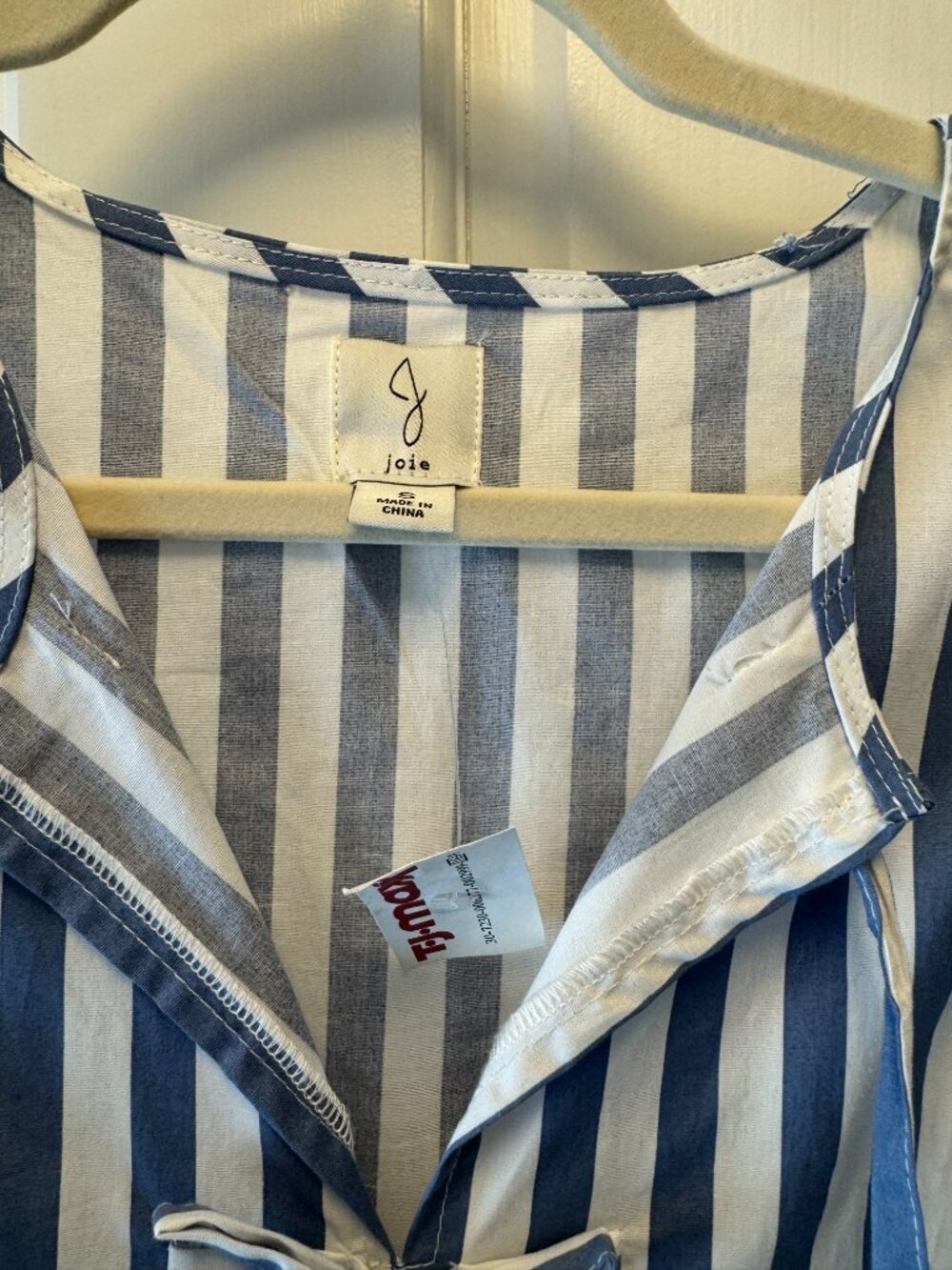 Joie Cottage Blue and White Stripped w/ Bows Midi Dress Size Large NWT - Picture 3 of 6